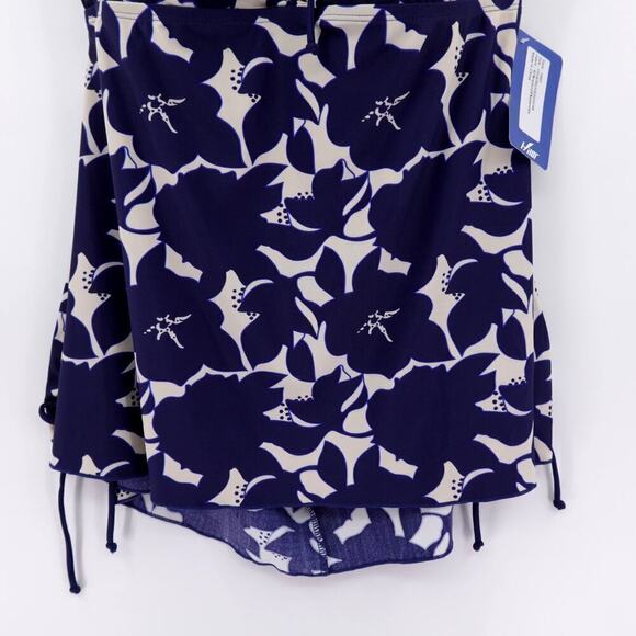 Hilor Tankini Top Womens 16 Blue Floral Ruched Side Built in Bra Cruise Flowy - Picture 4 of 16